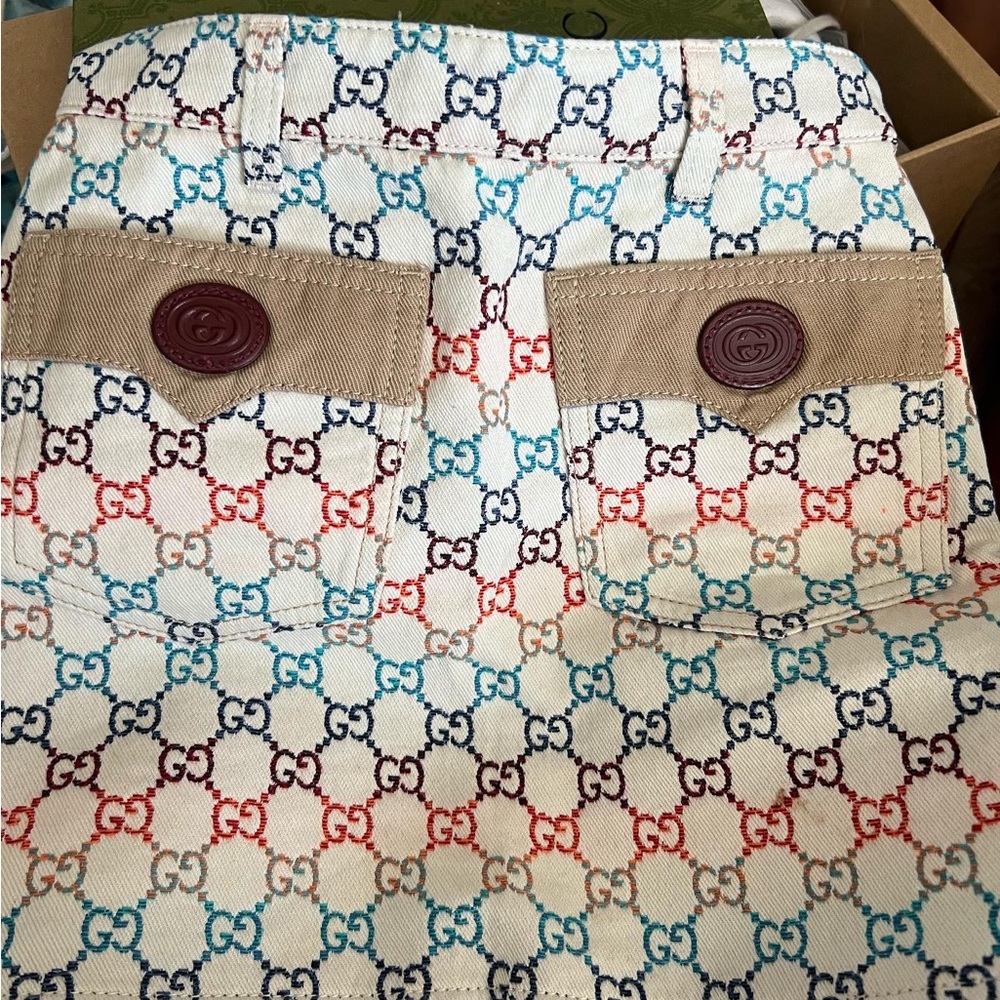 GUCCI CHILDREN'S GG COTTON JACQUARD SKIRT